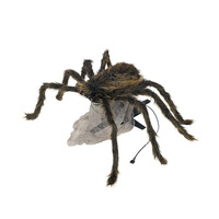 Produit d'exportation Halloween : Araignée rebondissante d'horreur, électrique, lumineuse, sonore et agitée, pour effets de terreur et de farce, modèle étrange pour centre commercial, couleur vin noir