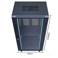 Armoire de serveur au sol 1,2 m 1240*600*600mm en acier SPCC avec porte en verre trempé et revêtement en poudre.
