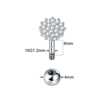 Steel Tragus Helix Piercing Earring 16G Women Zircon Moon Star Cartilage Stud Piercings Earring Sexy Jewelry