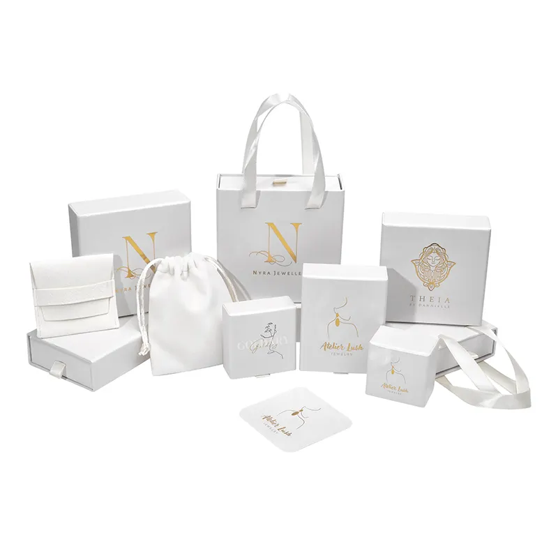 Boîte personnalisée à tiroir coulissant en papier Boîtes d'emballage pour bagues, boucles d'oreilles, colliers, bracelets, bijoux avec poignée