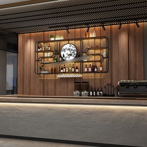 New Wall-mounted Wine Rack Bar Display Cabinet LED Lighted Wine Storage Shelf for Restaurant Billiard <strong>Hall</strong> - Product Image 3