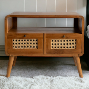 Elegant Handmade Wooden <b>Side</b> Table with Two Functional <b>Drawers</b> Luxury Bedroom Furniture Crafted from Premium Solid Wood - Product Image 1