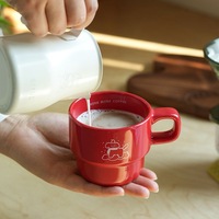 Mug à café en céramique avec motif de chien de dessin animé mignon, design empilable avec impression en relief, souvenir de couple pour le café et l'usage quotidien