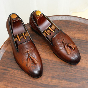 Zapatos de Vestir Casuales de Negocios de Cuero Oxford con Cordones y Estampado Impermeables de Lujo para Niños, Adecuados para Eventos Formales y Fiestas - Product Image 1