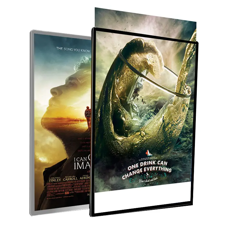 Lightbox layar jendela A3 29.7cm * 42cm bingkai Poster aluminium Snap Ultra tipis iklan logam pencahayaan kotak lampu Led