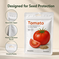 Sac à graines biodégradable personnalisé avec logo en relief, fenêtre givrée, fermeture éclair refermable, réutilisable, étanche à l'humidité, anti-insectes, sac en plastique