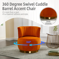Livraison gratuite aux États-Unis - Fauteuils pivotants confortables en forme de baril, fauteuils ronds en velours moelleux pour salon et salles d'attente