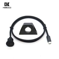 Kabel Flush Mount Tipe C 3.0 Female ke USB C 3.0 Male Panel Mount dengan Pelindung Jalinan PVC untuk Truk Kapal