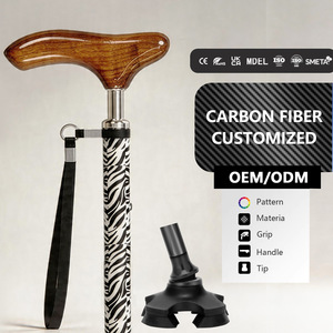Carbon Fiber Telescopic Cane 4 Sections Anti-Slip <b>Pads</b> Custom Printed <b>Walking</b> Aid for Elderly - Product Image 1