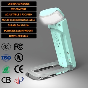 EGH Portable Cyan Mini Book <b>Light</b> LED USB Rechargeable Clip-on Lamp Convenient and Comfortable Reading Desk Lamp - Product Image 1
