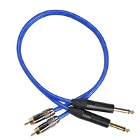 Câble OEM ODM 2 RCA mâle vers double jack TS mono 1/4 pouce, gris anthracite, gaine PVC, pour karaoké, DJ, système PA, scène