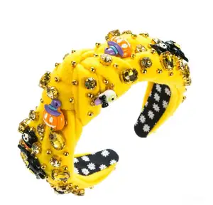 New European And American Cross-border Color Plaid Rhinestone Stones Orchid Hairband