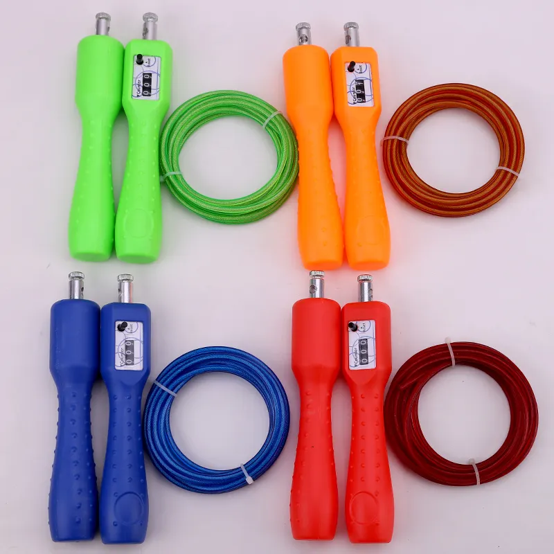 Factory wholesale high quality adjustable length 2.6m ABS handle steel wire rope bearing count rope skipping jump rope