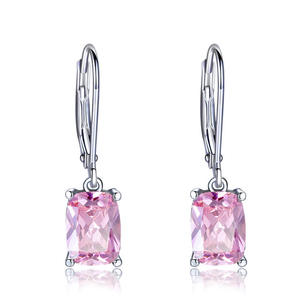 Pendientes Colgantes Rosados E4358 con Corte Esmeralda y Engaste de Garra, de Aleación, Joyería de Moda para Fiesta para Mujer - Product Image 3