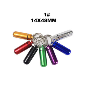Decorative Gifts Capsule Shape Mini Portable Aluminium Pill Storage <strong>Box</strong> with Keychain - Product Image 3