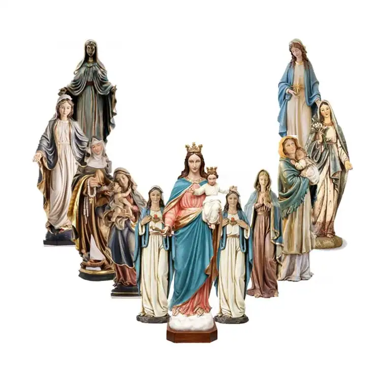 Europese Stijl Onze Dame Beeldjes Miniatuur Ornamenten Religieuze Kerk Beeldhouwwerk