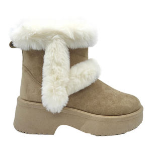 Yl7133 חורף חם נשים מגפי שלג חמים, קישוט לבן עמיד למים טריז העקב טריז עבות סוכות קצרות נשים - Product Image 1