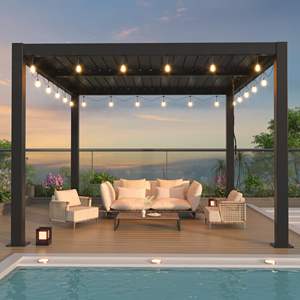 Pérgola de Metal Negra, Diseño de Celosía <span class=keywords><strong>2x2</strong></span> 3x5m, Estructura Híbrida de Aluminio y Acero, Opción de Varios Tamaños - Product Image 1