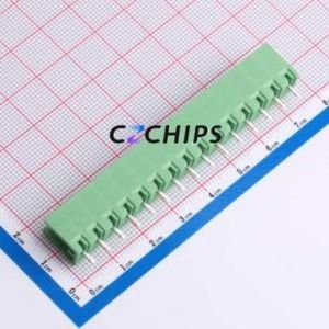 DB2EV-5.0-15P-GN Plug-in Terminal Block Through hole,P=5mm Connector Board-to-Board / Socket - Open 1x15P 5mm Green - Product Image 2