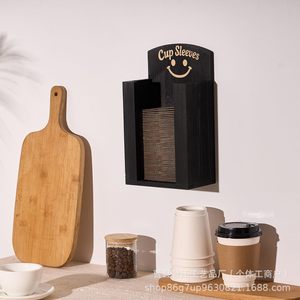 Estante de almacenamiento de madera creativo transfronterizo para tiendas de bebidas, portavasos, cajas de almacenamiento, portavasos de papel desechables de madera maciza - Product Image 1