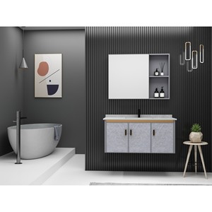 Mueble de Baño de Aleación de Aluminio Gris CR de 1020 mm con Lavabo de Piedra Sinterizada - Product Image 4