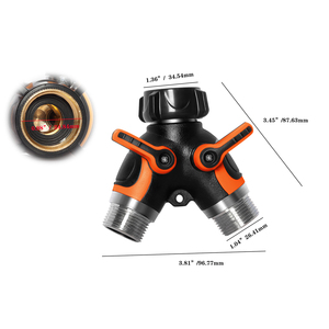 อะแดปเตอร์ก๊อกน้ำในสวนเต้าเสียบคู่3/4 "NPT พร้อมคันโยกเปิด/ปิดแต่ละอันใช้งานหนัก - Product Image 2