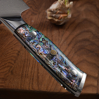 Couteaux de cuisine professionnels avec manche en abalone, ensemble de couteaux de cuisine japonais, ensembles de couteaux Damas VG-10 avec logo gratuit