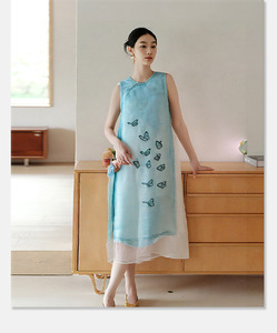Robes pour femmes sans manches à la mode Offre Spéciale haut <span class=keywords><strong>de</strong></span> gamme Robe à col Mandarin pour l'<span class=keywords><strong>été</strong></span> - Product Image 3