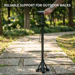 Bastón telescópico ajustable de aleación de aluminio de 65-90 cm, antideslizante, de cuatro patas, plegable, para ayuda a la movilidad de personas mayores - Product Image 4