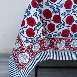 Jaipuri Handmade Unique Simple Floral Hand Block Printed Indian Cotton Eco-Friendly Durable <b>Round</b> <b>Table</b> Cover for <b>Table</b> Styling - Product Image 6