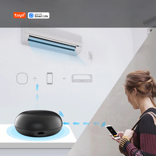 Tuya WiFi Universal Infrared Remote Control Smart Home Temperature Humidity Sensor for TV Air Conditioning ABS Voice Control