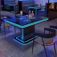 Haute qualité lumière LED KTV salle à manger Table basse ensemble de meubles en métal acier inoxydable meubles commerciaux modernes meubles de bar
