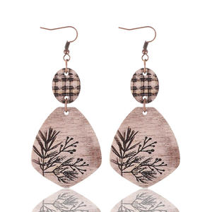 ต่างหูจี้อัลลอยลายสก็อตลายดอกไม้วินเทจเรจเรียลสำหรับผู้หญิงทันสมัย Uionen 1204 - Product Image 4