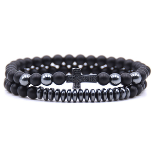 2019 più nuovo commercio all'ingrosso alla moda del <span class=keywords><strong>rosario</strong></span> religioso croce placcato <span class=keywords><strong>oro</strong></span> bracciali per unisex - Product Image 2