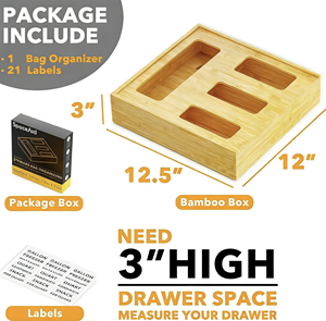 Modern <b>Kitchen</b> Living Room Drawer Bag <b>Storage</b> Organizer Compatible Gallon Sandwich Snack Bags (12.75x12x3 Inches 1 Box 4 - Product Image 4