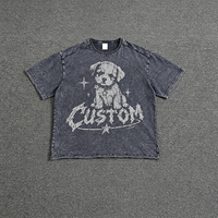 T-shirt personnalisé à manches courtes, coupe courte, effet vieilli, délavé à l'acide, OEM, en coton épais 100%, avec ourlet coupé