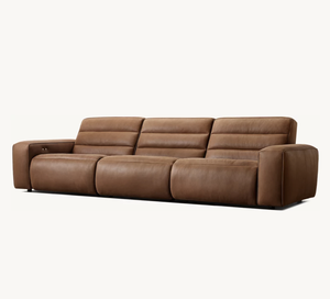 सैसैनाइड ओम 1970 के अंग्रेजी डिजाइन ने पारंपरिक रेक्लिनर चेलसी गति मॉड्यूलर चमड़े 3-टुकड़ा सोफा - Product Image 3