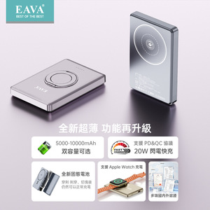Eava Ultra Thin Magnetic Power Bank 10000Mah ชาร์จเร็วแบบไร้สายพร้อมขาตั้งนาฬิกา - Product Image 2