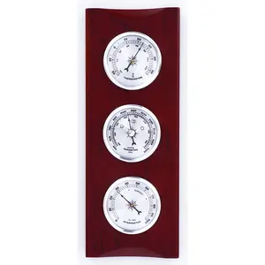 MDF wood made household weather station thermometer Humidity Barometer Wall Clock