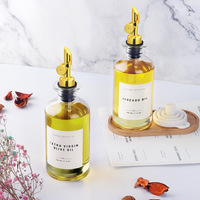 Ensemble de distributeurs d'huile d'olive et de sirop en verre scellé au liège, capacité de 350 ml, multi-usages, vinaigre, biscuits, design imprimé à l'écran