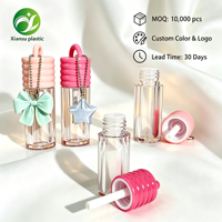 Tube de brillant à lèvres rose en ABS mignon avec bouchon à vis, tube cosmétique vide en plastique OEM/ODM en gros