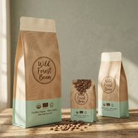 Sachet d'emballage de thé vert personnalisé en papier kraft de qualité alimentaire, imprimé, résistant à l'humidité, avec fenêtre transparente, refermable à fermeture éclair, OEM ODM