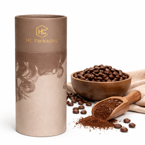 Custom Printed Paper Tube Packaging for Coffee Powder Food Grade Round Cardboard Cylinder <b>Box</b> Hot Stamping OEM Factory - Product Image 3