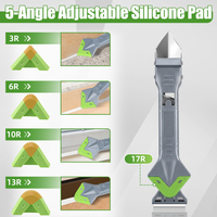 Kit d'outils de calfeutrage multifonctionnel en silicone 5 en 1, grattoir pour enlever le mastic avec 5 tampons de finition en silicone remplaçables 3R-17R