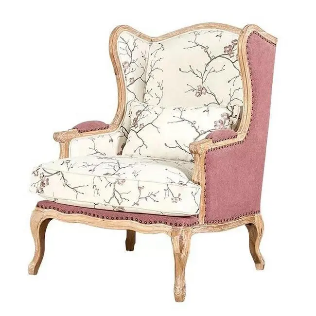 Soggiorno mobili d'epoca in legno divano in tessuto sedia sedile singolo divano reclinabile accento sedia
