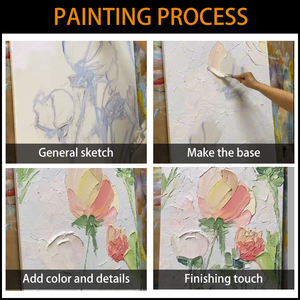 Dipinto a Mano su Tela in Stile Moderno, Arte Murale Decorativa 3D Testurizzata con Cornice, <span class=keywords><strong>Quadri</strong></span> di Fiori per Soggiorno e <span class=keywords><strong>Sala</strong></span> - Product Image 6