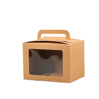 Boîte cadeau en papier kraft avec fenêtre transparente personnalisée, matériaux recyclés, boîte carrée pour gâteaux, bonbons, emballages alimentaires pour enfants