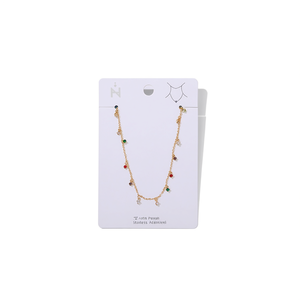 Collier en acier inoxydable avec pendentif en zircon, plaqué or, chaîne à breloques colorées, bijoux pour femmes, tendance, à porter au quotidien - Product Image 1