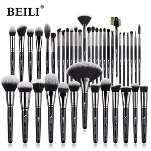 BEILI – pinceaux de maquillage noirs 2023, cheveux naturels, fond de teint, ombre, pli, contour, 40 pièces, vente en gros, ensemble de pinceaux de maquillage