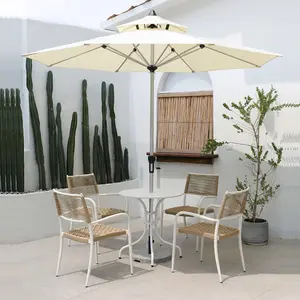 Mobili da giardino sedia da giardino in legno corda di alluminio in metallo intrecciata in plastica vimini PE sedia in rattan sedie da giardino set da giardino